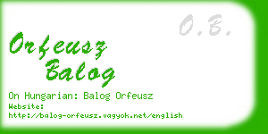 orfeusz balog business card